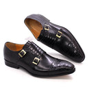 Tamaño 47 Tamaño 13 Zapatos de vestir para hombre Cuero genuino Doble hebilla Monk Correa Hombres Zapatos Estampado de serpiente Cap Toe Zapatos italianos clásicos