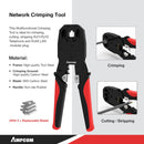 Network Tool Kit, AMPCOM 12 in 1 Professionelles tragbares Ethernet-Computerwartungs-LAN-Kabeltester-Crimper-Cutter-Reparaturset