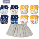 Elinfant New Passende wasserdichte Baby-Pcoket-Windeln 8 Stück graue Mesh-Stoffwindeln und 8 Mikrofaser-Einsätze