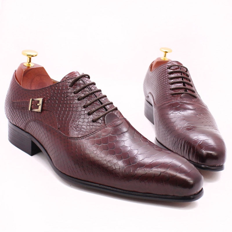 Luxus Herren Oxford Schuhe Schlangenhaut Drucke Klassischen Stil Kleid Lederschuhe Kaffee Schwarz Schnürschuhe Spitzschuh Formelle Schuhe Herren