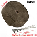 5M/10M/15M Motorcycle Exhaust Thermal Tape Header Heat Wrap Manifold Insulation Roll Resistant with Stainless Ties