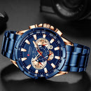 Curren Herrenuhr Top Luxusmarke Großes Zifferblatt Blau Quarz Herrenuhren Chronograph Sport Armbanduhr Mann Edelstahl Datum Uhr