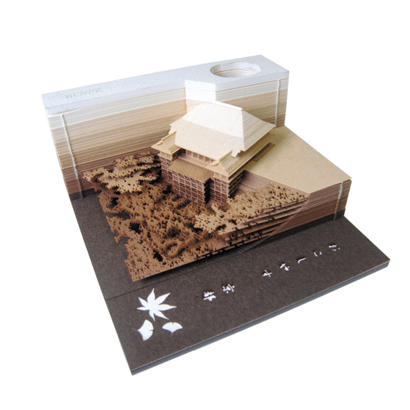 Omoshiroi-Block 3D-Notizblöcke, Neuheit, berühmtes Filmgebäude, Harry-Design, Neujahr, Weihnachtsgeschenk