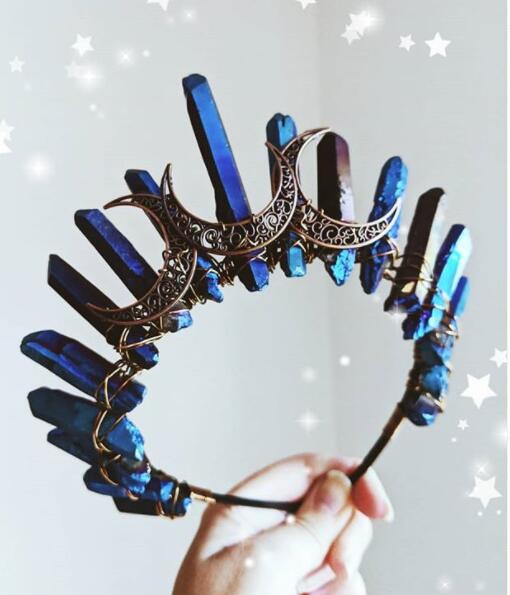 Witch accessories jewelry moon wicca wizard crown headband dark blue black headband gift