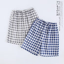 Paar Pyjamas Sommer Baumwolle Gaze Shorts im japanischen Stil einfache elastische Taille lässig große Gitter Männer und Frauen zu Hause Hosen