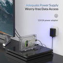 ORICO Transparentes 3,5-Zoll-Festplattengehäuse für 2,5/3,5-Zoll-SSD-Festplattengehäuse Festplattengehäuse SATA zu USB 3.0-Festplattengehäuse, unterstützt 16 TB