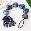 CSJA Herzform Naturstein Auto Hängende Chakra Chip Perle Heilung Kristall Handgefertigte Webart Glücksverzierung Fensterwanddekoration G541