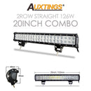 Auxtings 12 '' 22 '' 20 Zoll 12 V 24 V Offroad-LED-Lichtleiste Spot Flood Combo 20 '' 126 W LED-Arbeitslicht für Jeep Car 4WD Truck SUV ATV