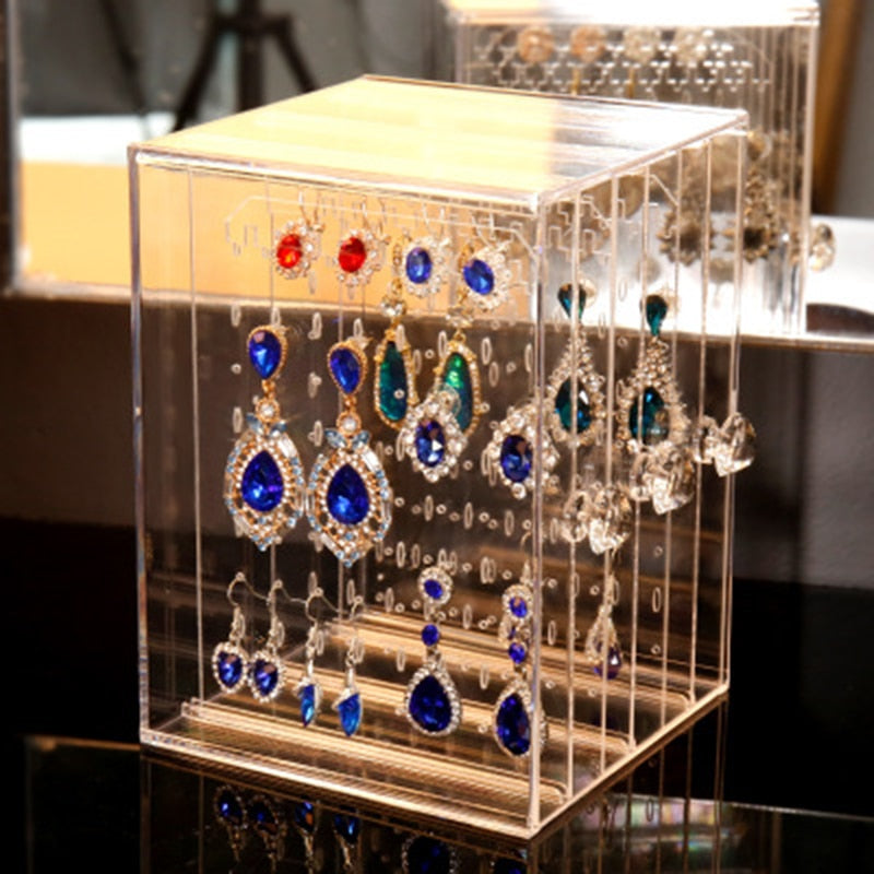 Transparent Jewelry Storage Box Earring Display Stand Storage Box Organizer Drawer Storage Rack Necklace Jewelry Display Cabinet