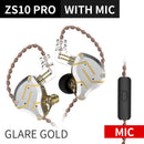 KZ ZS10 Pro Gold Kopfhörer 4BA+1DD Hybrid 10 Treiber HIFI Bass Ohrhörer In Ear Monitor Kopfhörer Noise Cancelling Metall Headset