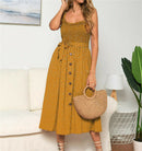 2020 nuevo vestido bohemio de verano sin mangas de lunares para mujer, vestido de playa elástico para mujer, vestido veraniego de vacaciones, vestido Maxi de fiesta de noche