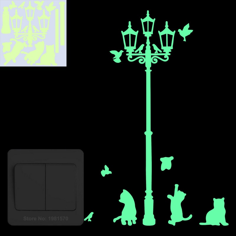 Glow in the Dark Katze Aufkleber Kinderzimmer leuchtende Aufkleber Home Decor Cartoon Wandaufkleber Auto Telefon Badezimmer Toilette Dekoration