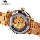 Forsining Automatische Mechanische Business-Uhr Herrenuhr Goldene Mondphase Stahlband Armbanduhren Top-Marke Relogio Masculino