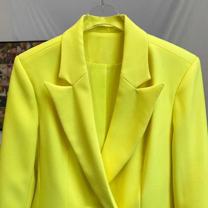 TWOTWINSTYLE Minimalist Blazer For Women Notched Long Sleeve Casual Large Size Coat Female Fashion Clothing 2022 Autumn New