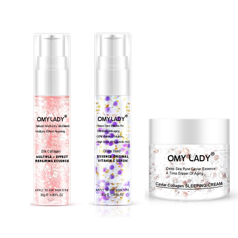 3PCS OMY LADY GrapeSeed Essence Original Vitamin C Serum Face Cream Liquid Essence Delay Aging Reduce Wrinkles Moisturizing Skin