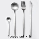 24 teile/satz Steakmesser Gabel Kaffeelöffel Teelöffel Goldbesteck Küche Geschirr Gehobenen Edelstahl Western Geschirr Set