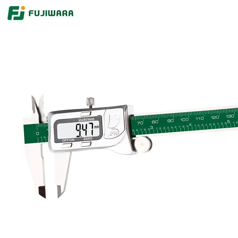 FUJIWARA Digitalanzeige Edelstahl Messschieber 0-150mm 1/64 Fraktion/MM/Zoll LCD Elektronischer Messschieber IP54 Wasserdicht