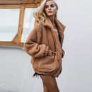 Herbst Winterjacke weibliche Mäntel 2022 neue Mode koreanische Reißverschluss Teddyfell Frauen Mantel weibliche Freizeitjacken Frau Pusheen