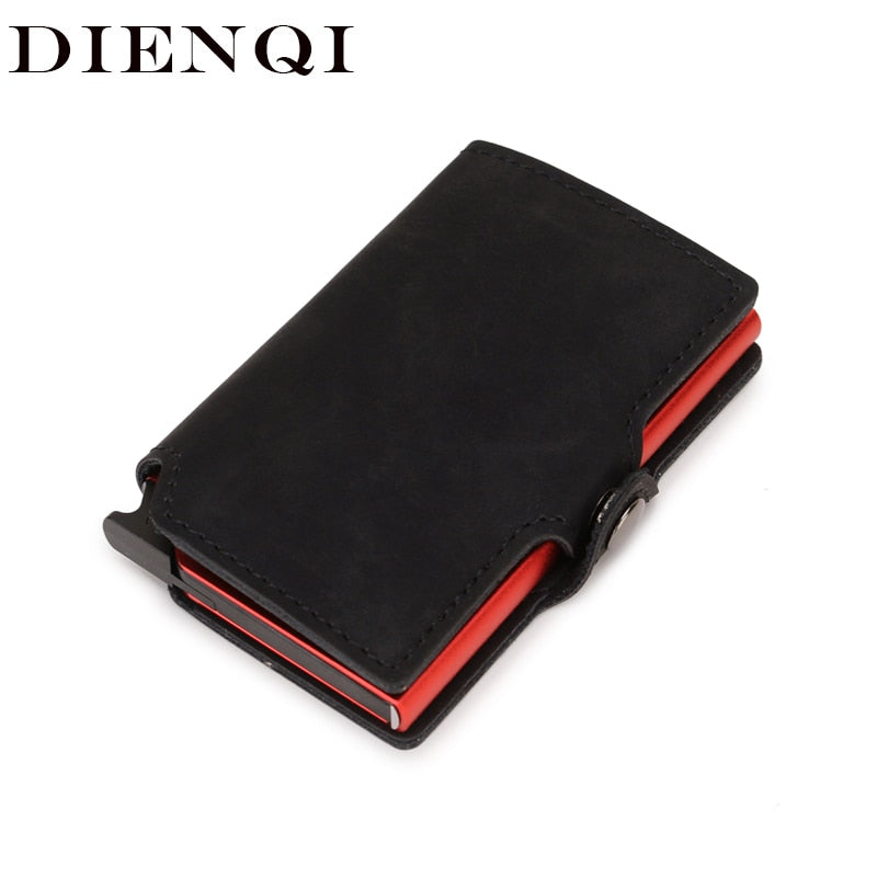 DIENQI Rfid ID Credit Card Holder Anti Bank Card Pocket Protection Metal Pop Up Wallet Smart Business Creditcard Holder Case New