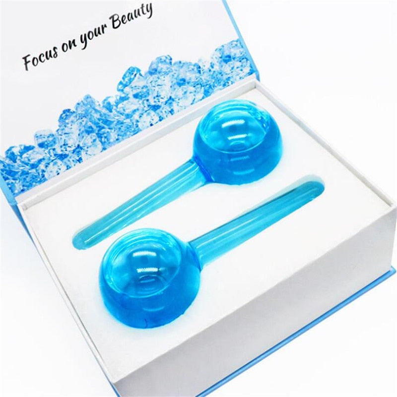 Large Beauty Ice Hockey Energy Beauty Crystal Ball Facial Cooling Ice Globes Water Wave Face and Eye Massage Skin Care 2pcs/box