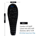 AEGISMAX 95% weiße Gänsedaunen-Mumien-Camping-Schlafsack Kalter Winter Ultraleichtes Schallwand-Design Camping Spleißen FP800 G1-G5