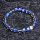 Pulsera con cuentas de piedra lunar de 8mm para Mujeres Hombres Chakra Yoga piedra brillante pulsera con abalorios pulsera hecha a mano joyería