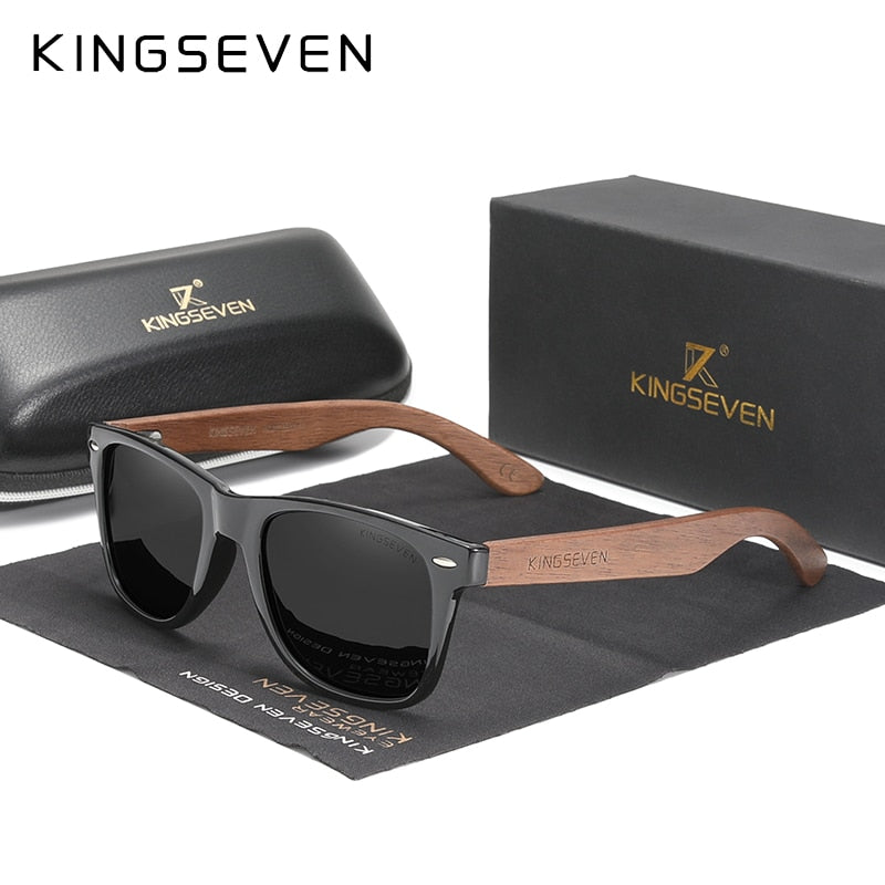 KINGSEVEN New Black Walnut Sunglasses Wood Polarized Sunglasses Men&