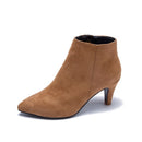 Stiefel Frauen Herbst Stiefeletten Sexy Flock High Heels 7CM Punkt Reißverschluss Leopard Halbkurz Winterstiefel Weibliche Erwachsene Schuhe