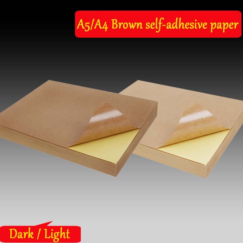 20 50 Sheets 80g A4 A5 Brown Kraft Paper Self Adhesive Sticker Printing Labels For Inkjet Laser Copier Craft Paper