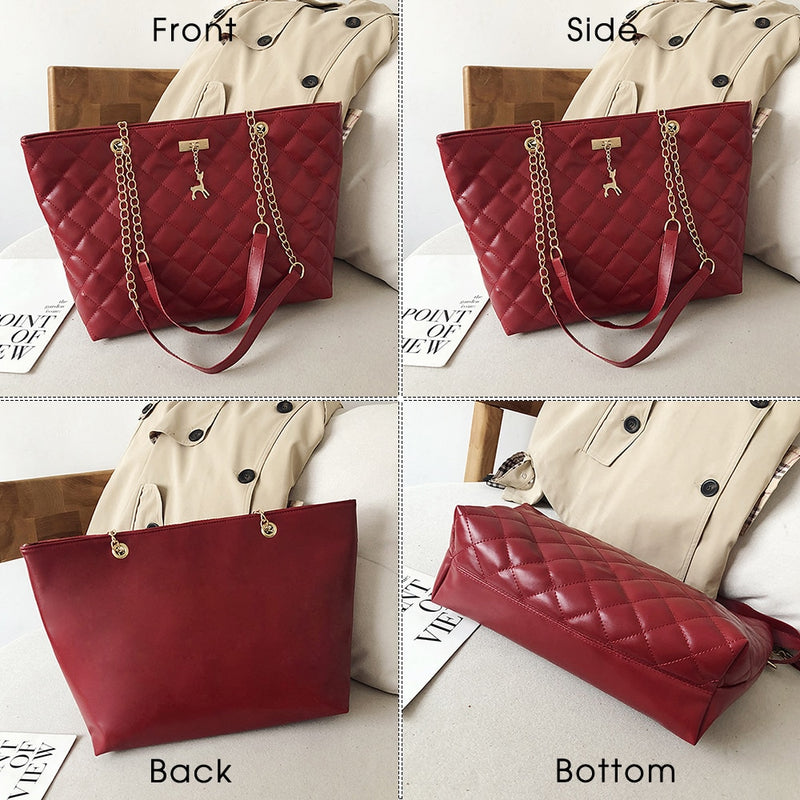 Buylor Luxury Handbags Women Big Bags Designer PU Leather Large Capacity Handbag Brand Chain Shoulder Messenge Office Lady Bag