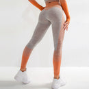 SHINBENE Stretchy Hohe Taille Nahtlose Athletische Sport-Workout-Strumpfhosen Damen Gestreifte Hüfte Verstärkende Lauf-Gym-Fitness-Leggings