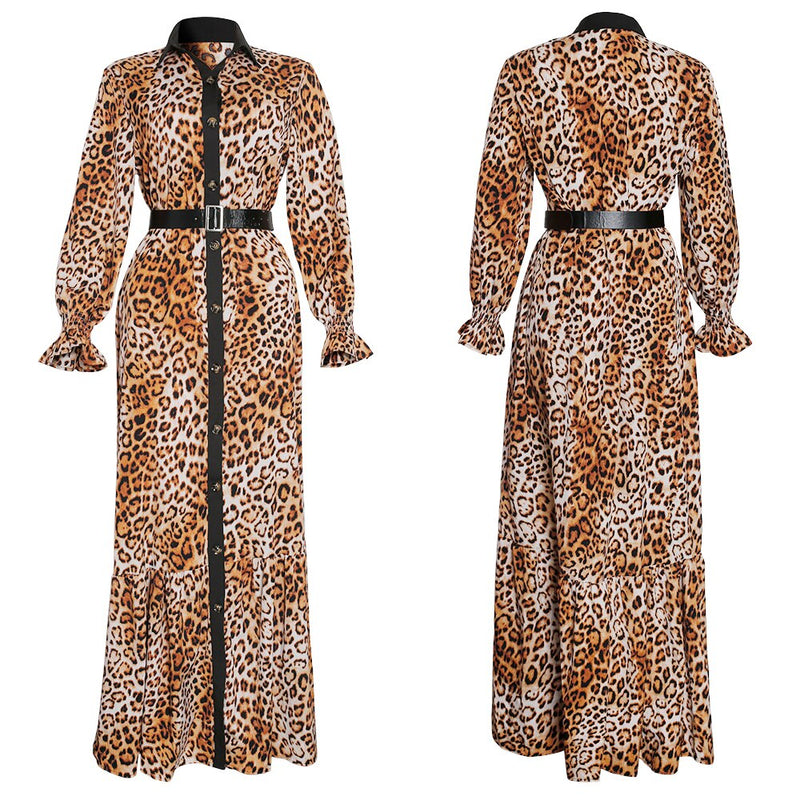 MD African Print Leopard Kleid Frauen Dashiki Maxi Kleider Muslimische Mode Abaya Plus Size Ankara Weibliche Kleidung Abendkleid