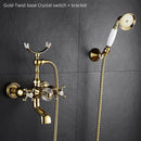 Luxury Crystal Handle Bathtub Gold Brass Faucet with Hand Shower Telephone Type Bath Faucets Sets Mixer Tap Wall Mounted EL8310G