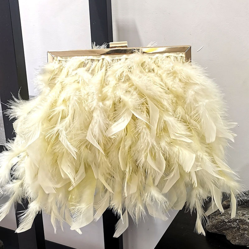 Luxy Moon Feather Handtasche Damen Abend Handtasche Weiße Perlenkette Umhängetasche Luxus Damen Taschen Design Party Geldbörse ZD1647