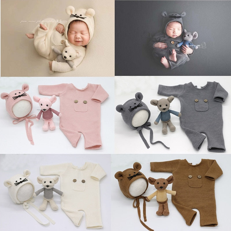 Baby Neugeborene Fotografie Requisiten Maus Puppe Baby Junge Mädchen Strampler Bodysuits Outfit Fotografie Baby Studio Shooting Requisiten Kleidung