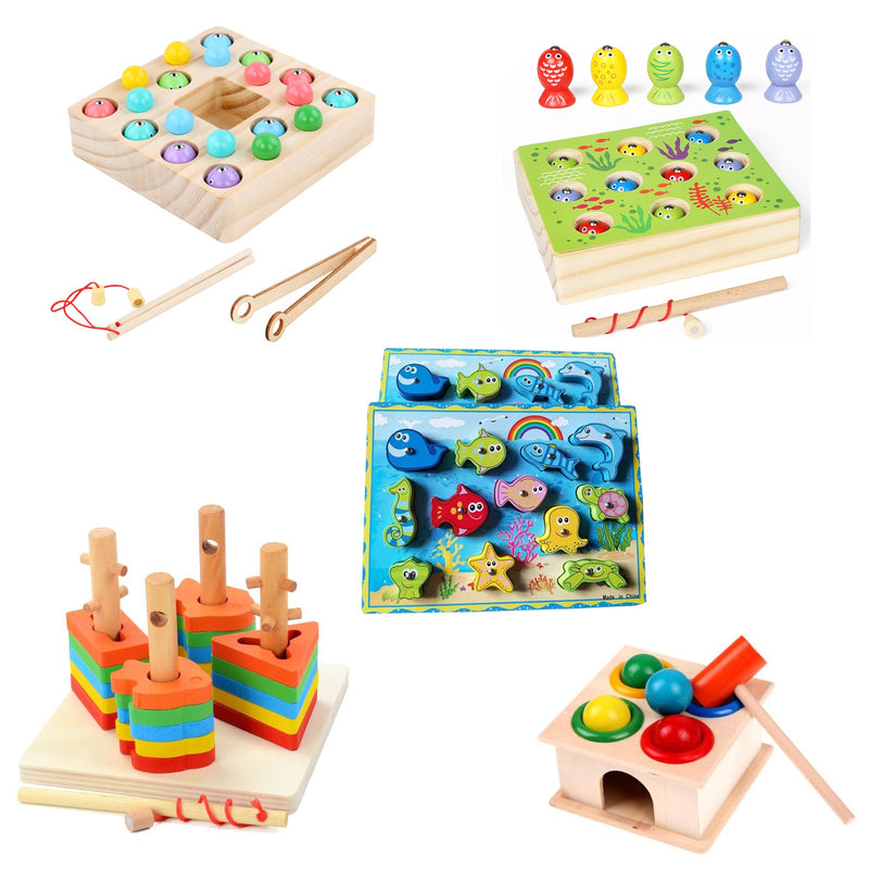 Juguetes de madera Montessori, tablero magnético para juegos de pesca, juguete educativo para edades tempranas para niños, regalos de aprendizaje cognitivos en forma de Color