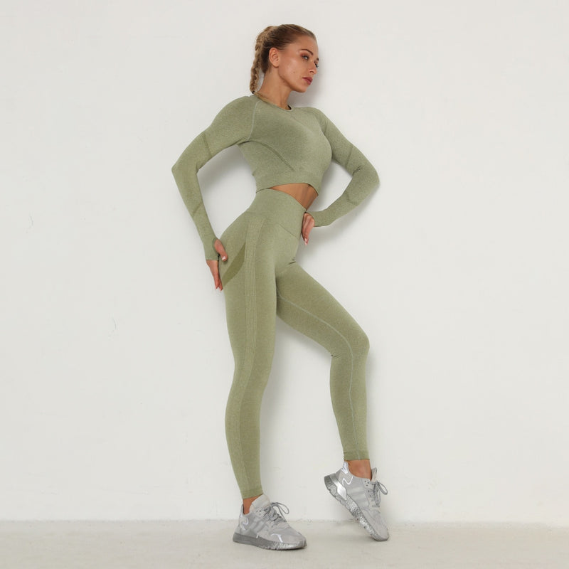 SVOKOR Crop Top Gym Set Seamless Women Yoga Workout Set Fintess Clothing Push Up Leggings Sport Wear Women Suits Tracksuit