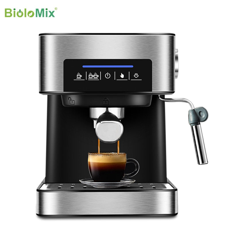BioloMix 20 Bar italienische Espresso-Kaffeemaschine mit Milchaufschäumer für Espresso, Cappuccino, Latte und Mokka