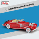 Maisto 1:18 mercedes-benz 500K Blcak coche clásico simulación aleación coche modelo colección decoración regalos juguete