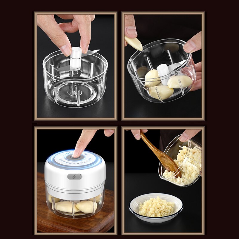 Wireless Electric Garlic Press Vegetable Food Chopper Grinder Masher 100/250ml Rechargeable Meat Garlic Grinder Choppers Presser