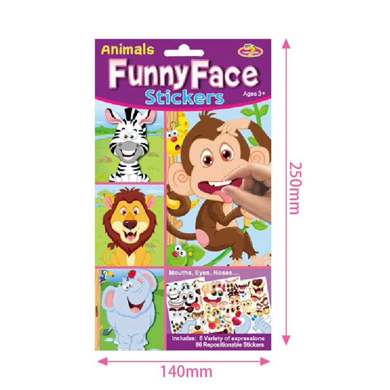 9 teile/satz Aufkleber DIY Nette Aufkleber Kinder Puzzle Spiele Make-a-Face Prinzessin Tier Dinosaurier Montieren Spielzeug für Mädchen Training