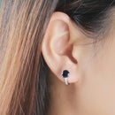 UMCHO Natürliche schwarze Spinell-Ohrringe für Frauen, 100 % echte 925er Sterlingsilber-Ohrringe, weibliche Verlobung, feiner Schmuck