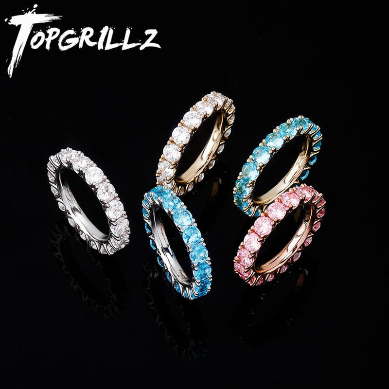 TOPGRILLZ 2020 nuevos anillos redondos de circón Color dorado de alta calidad de cobre anillos helados Hip Hop moda personalidad joyería regalo