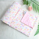 2 layers Dotty Cartoon Animals Coral Fleece Thermal Baby Blanket,Kids Rug for all Seasons , Newborn Traveling Stroller Blanket