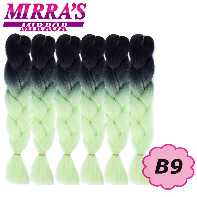 24 Zoll Jumbo Braids Synthetisches Haar für Box Braid Ombre Braiding Hair Extensions Three Tone Schwarz Braun Blau Pink Mirra's Mirror