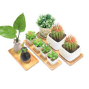 Bandeja de bambú de madera para plantas y flores, platillo con forma rectangular, soporte para Cactus suculento, bandeja para macetas, diseño elegante y sencillo, decoración del hogar, 1 ud.
