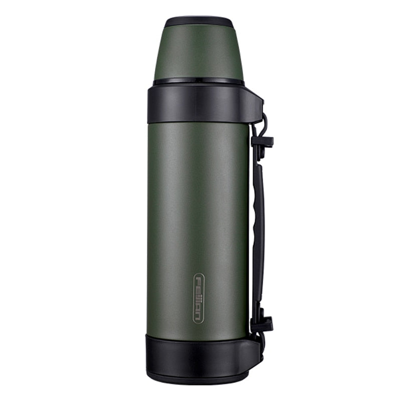 FEIJIAN Military Thermos, Travel Portable Thermos For Tea, Large Cup Mugs for Coffee, Water bottle, Stainless Steel ,1200/1500ML