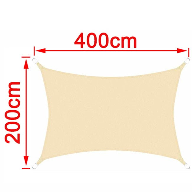 Beige 300D Waterproof Polyester Shade Sail, Triangle, Rectangle, Square Awning for Outdoor Garden, Beach, Terrace, Pool Awning