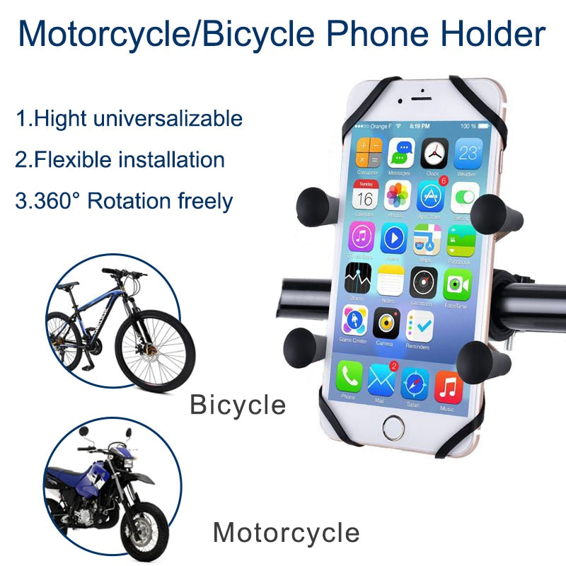 Univerola Fahrrad-Telefonhalterung für Motorrad- und Fahrradlenker, X-Clip-Ständer, GPS-Halterung, verstellbar, passend für iPhone 11/11 Pro