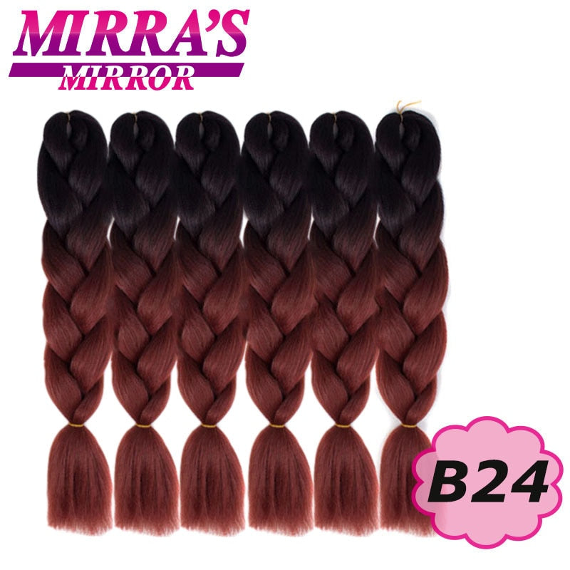 24 Zoll Jumbo Braids Synthetisches Haar für Box Braid Ombre Braiding Hair Extensions Three Tone Schwarz Braun Blau Pink Mirra's Mirror